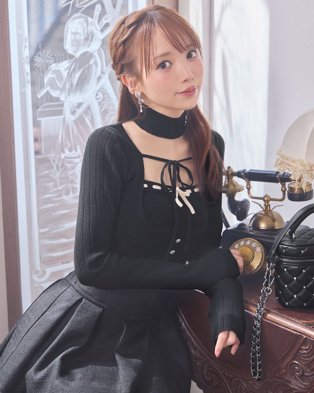 リボンキャミアンサンブルニットトップス ピンク | ファッション通販
