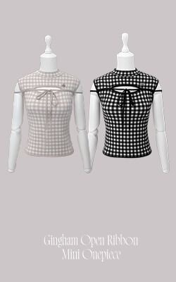 SJJ0431Cギンガムオープンリボントップス