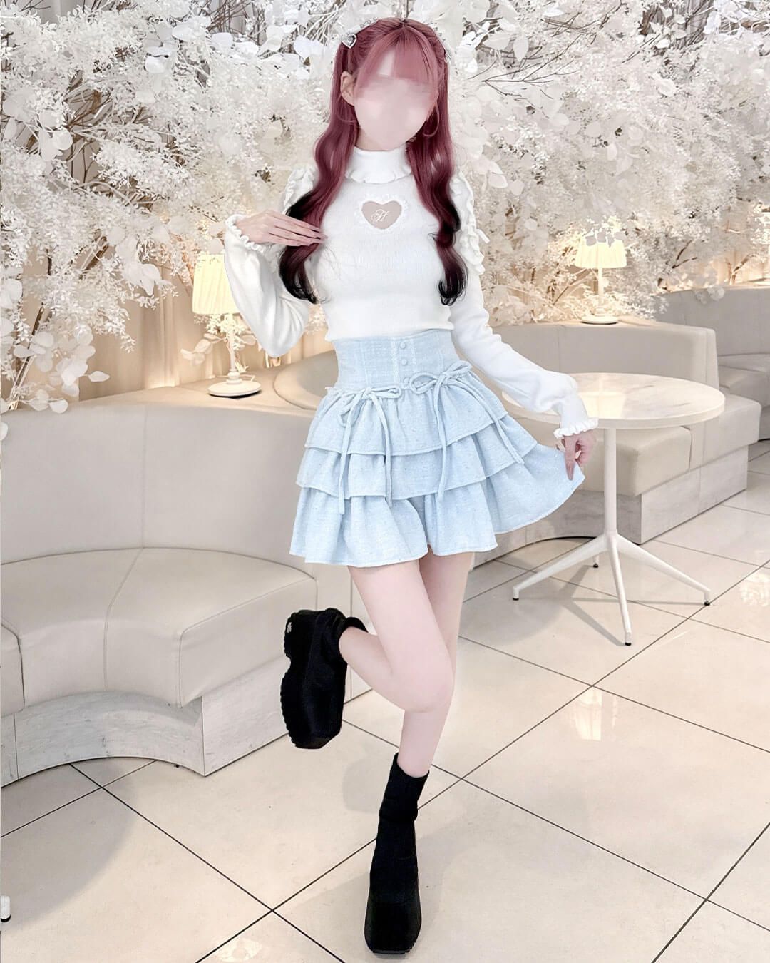 ツイードティアードフリルスカート ブラック | ファッション通販