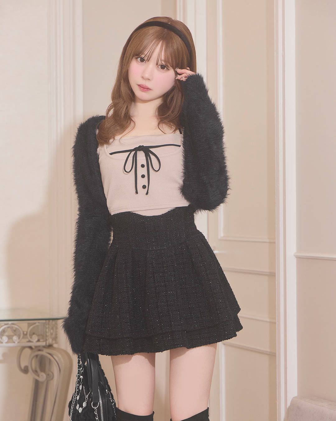 ファンシーツイード美脚スカート ブラック | ファッション通販