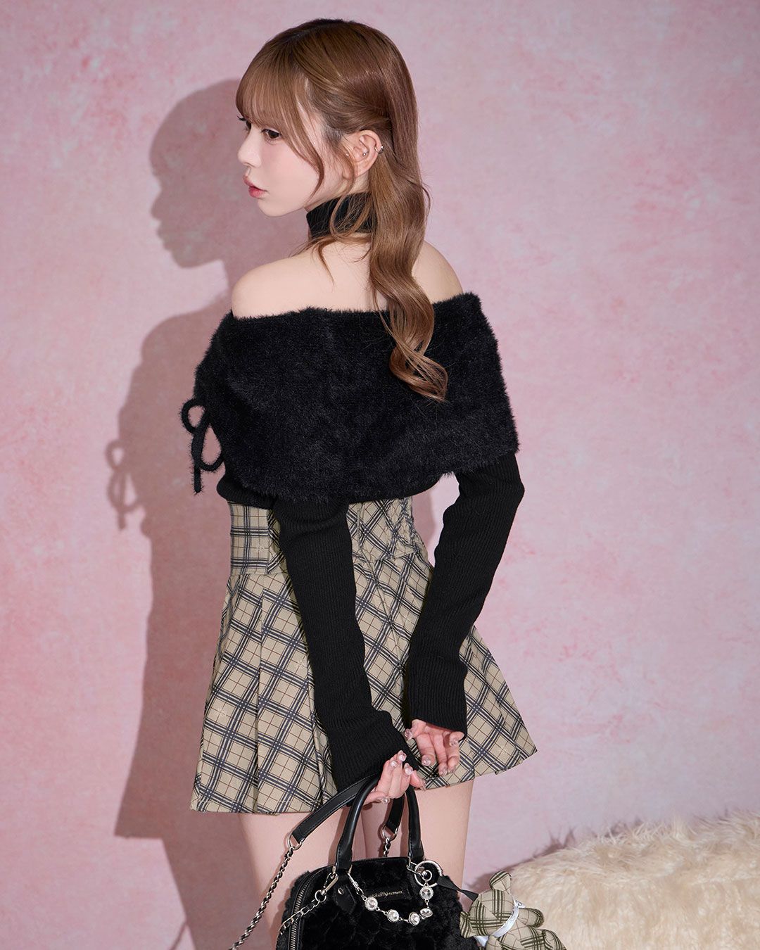 オリジナルチェック柄美脚スカパン オリジナルチェック柄美脚スカパン ベージュ | ファッション通販