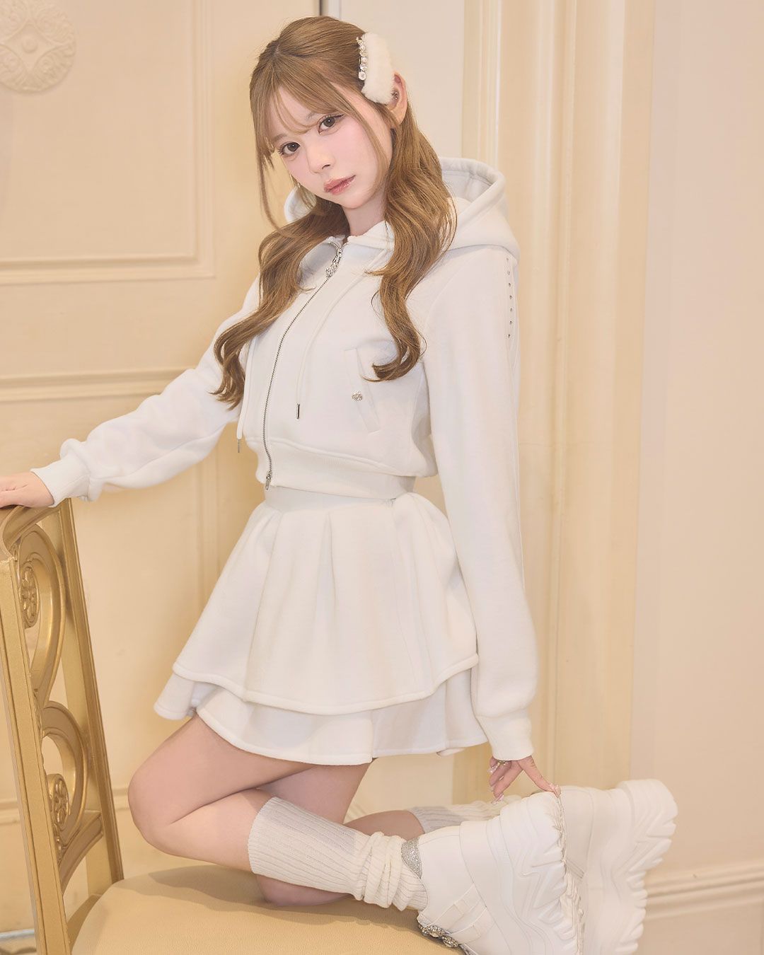 美脚セットアップ(インナーパンツ付き) グレー | ファッション通販