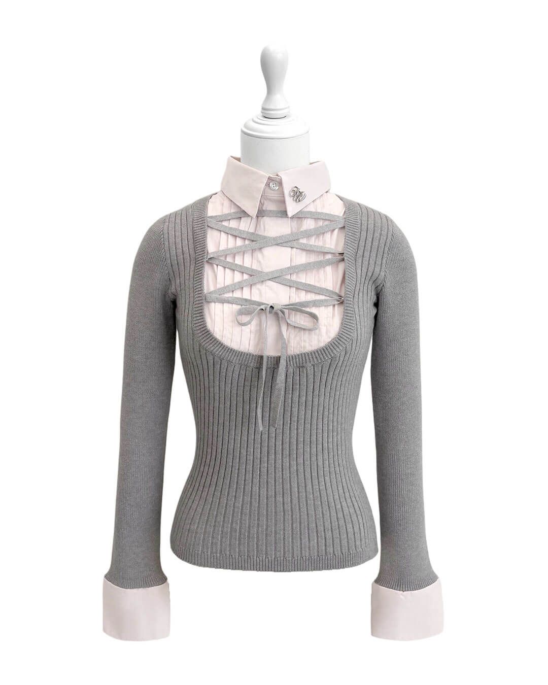 レースアップドッキングトップス グレー | ファッション通販＆メディア