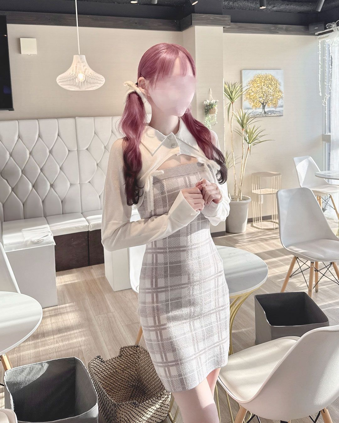 checkアンサンブルロングスリーブワンピース グレー | ファッション