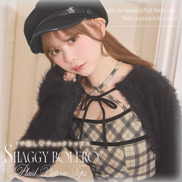 オリジナルチェック柄アンサンブルトップス