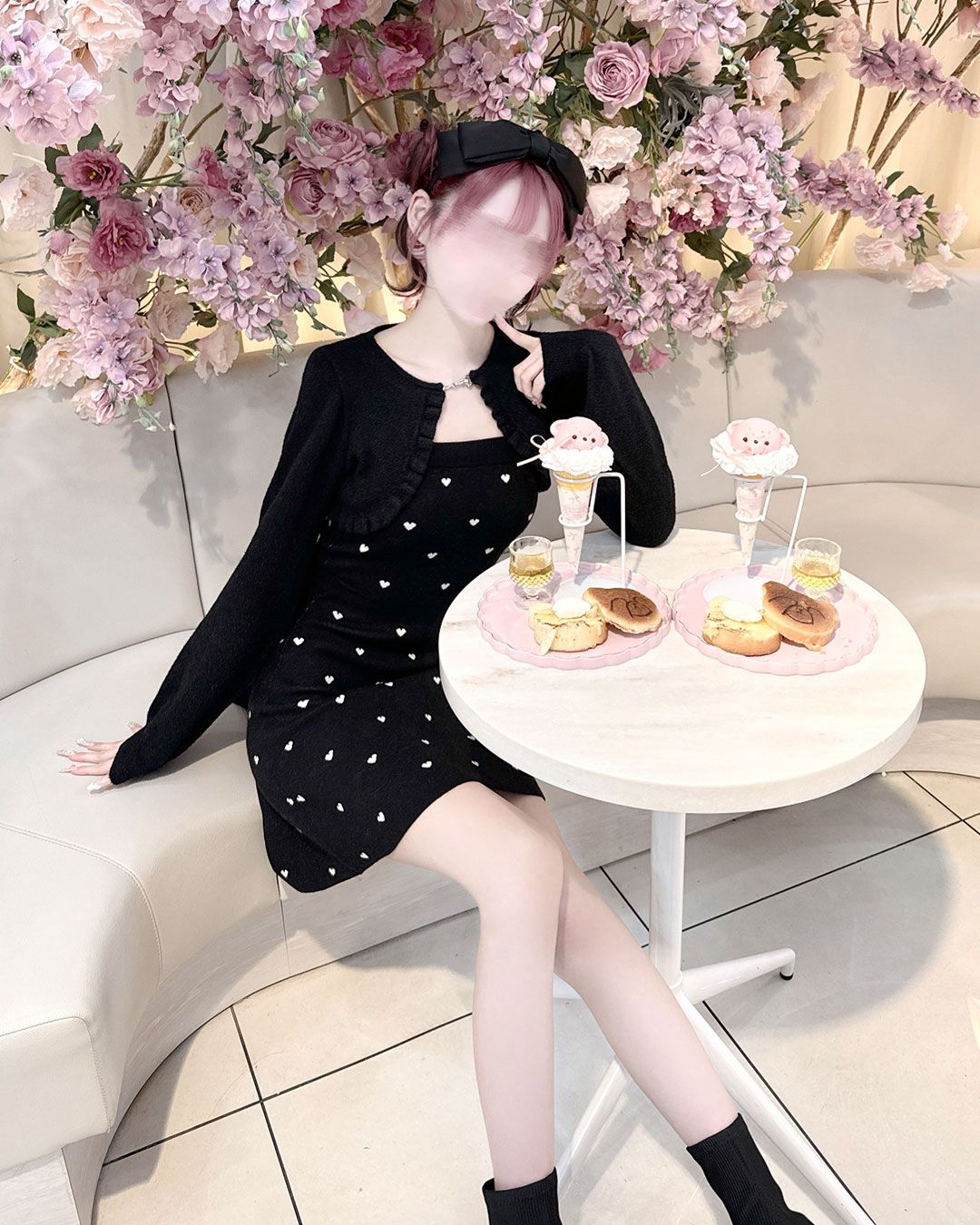 ♥あやか♥ 様checkアンサンブルワンピース　ブラック HONEYMEW ♥あやか♥ 様checkアンサンブルワンピース ブラック HONEYMEW