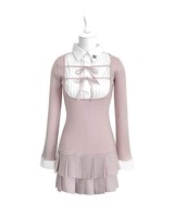 ダブルリボンブラウスドッキングワンピース ピンク | ファッション通販