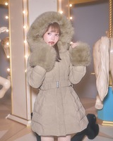 コーデュロイベルトダウンコート ベージュ | ファッション通販