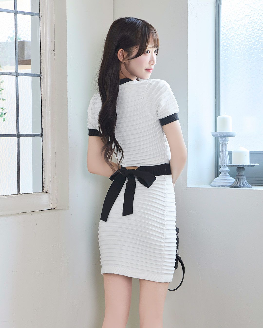 パイピングリボンワンピース ホワイト | ファッション通販＆メディア