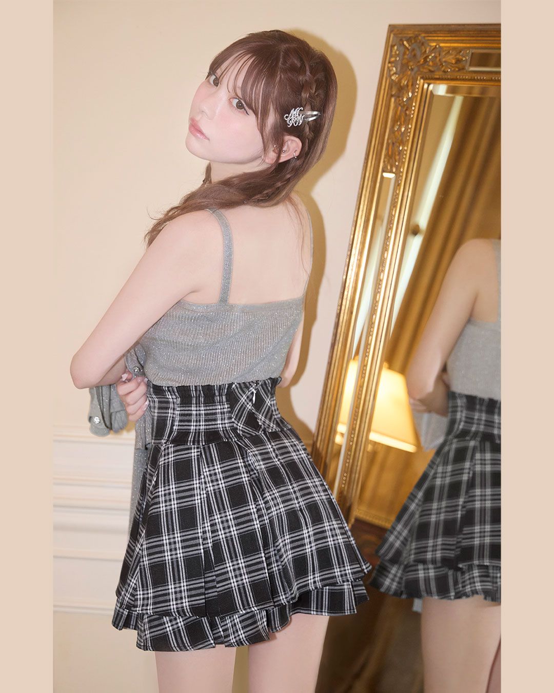 チェック柄プリーツ美脚スカート ブラック | ファッション通販