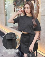 Rady♡スタジャンスカートセットアップ(インナーパンツ付き) 最新作！ ラメスカートセットアップ（インナーパンツ付き） ブラック
