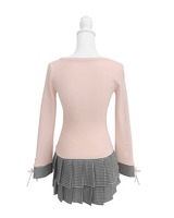 千鳥プリーツドッキングワンピース ピンク | ファッション通販