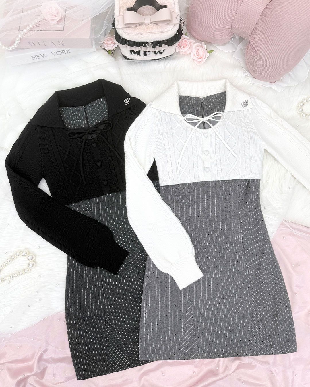 ケーブルボレロアンサンブルワンピース ホワイト | ファッション通販