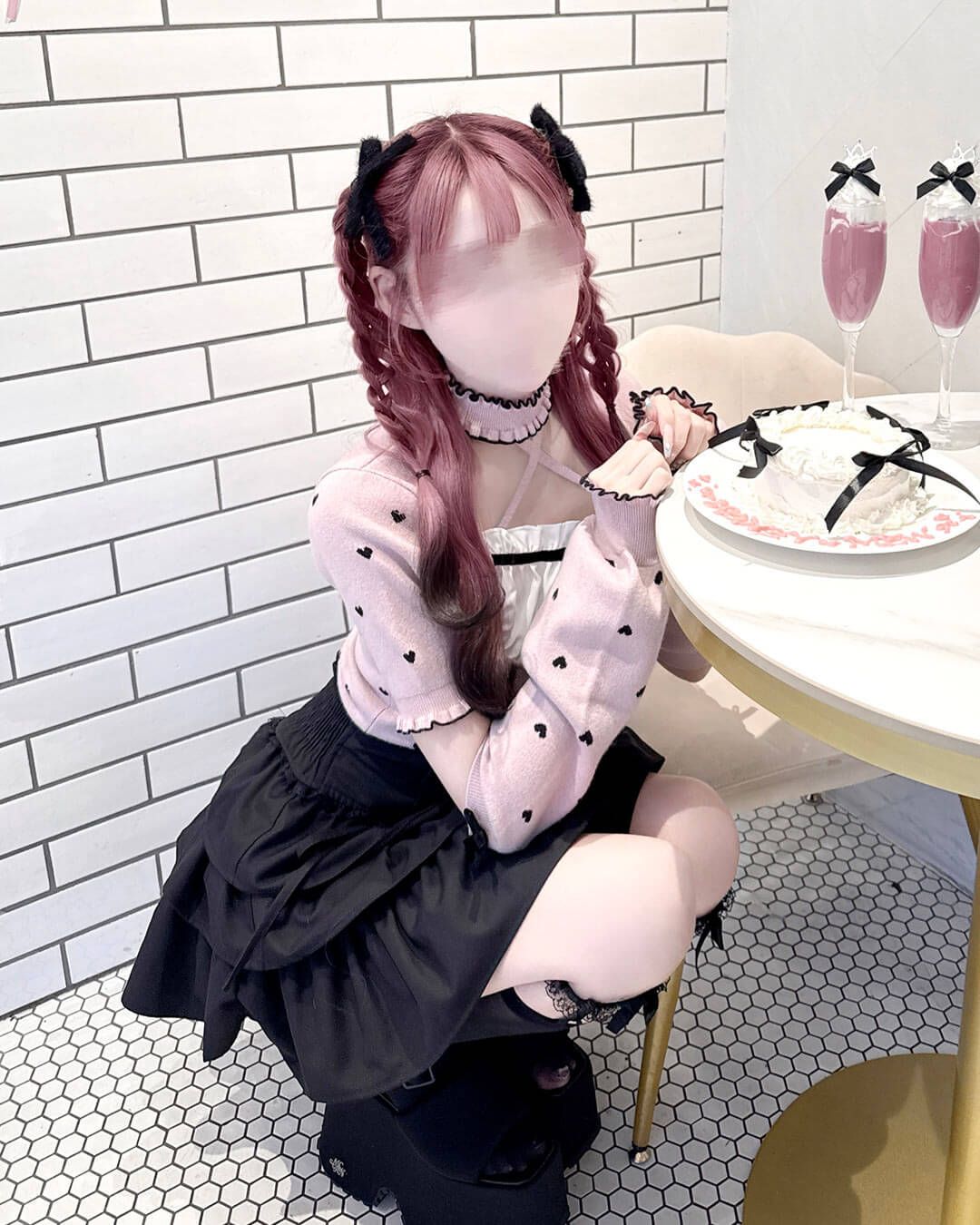 Luv アームカバー付きチョーカートップス ピンク | ファッション通販