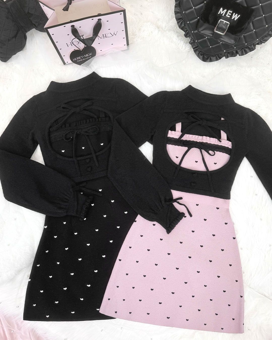 pimiri cafe Collaboration】Luv ダブルリボンアンサンブルワンピース