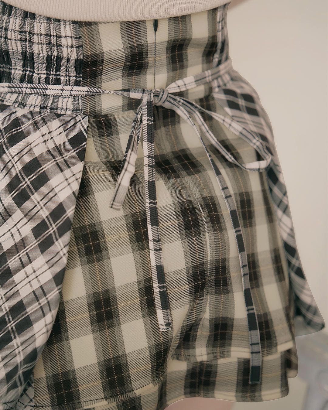 フリルチェックミニスカート ブラウン×ベージュ | ファッション通販