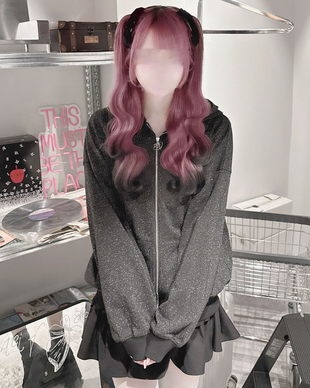 猫耳ラメパーカー ブラック | ファッション通販＆メディアMyColor