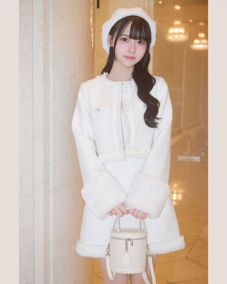 michellMacaron リボンスリーブワンピース アイボリー XS michellMacaron ミシェルマカロン リボンスリーブワンピース