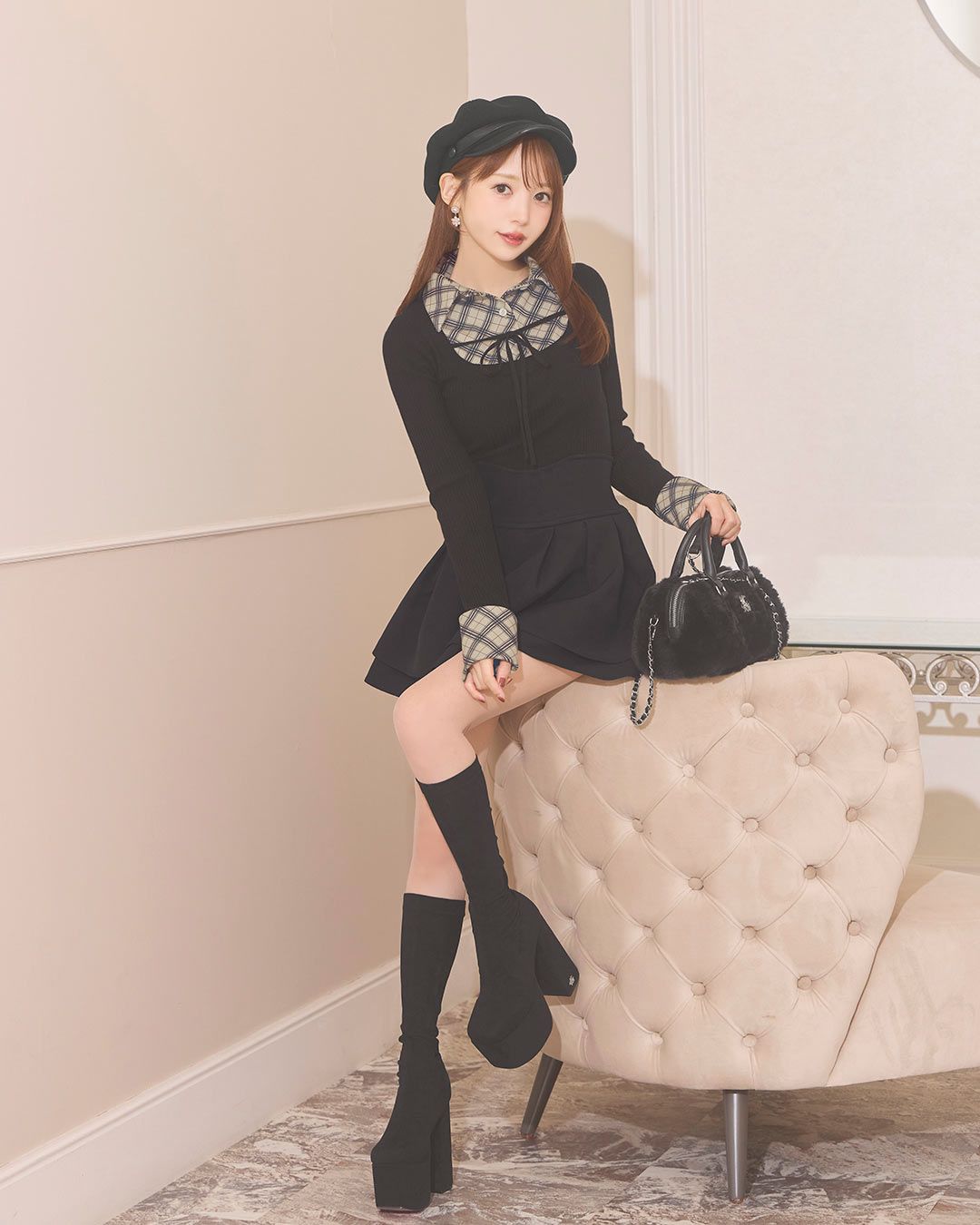 michellMacaron 13.5cm♡美脚ロングブーツ(ベージュ/XS) 13.5cm♡美脚