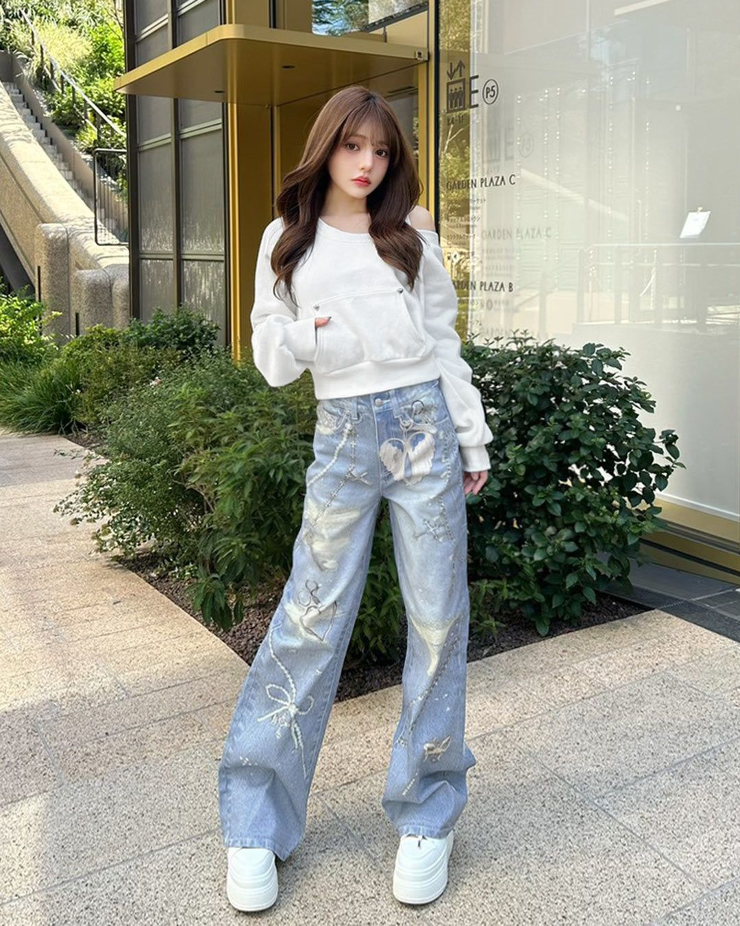 プリントワイドデニム ライトブルー | ファッション通販＆メディア