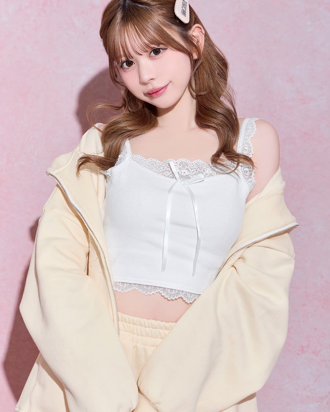 刺繍ビッグパーカーワイドパンツ3点セット アイボリー | ファッション