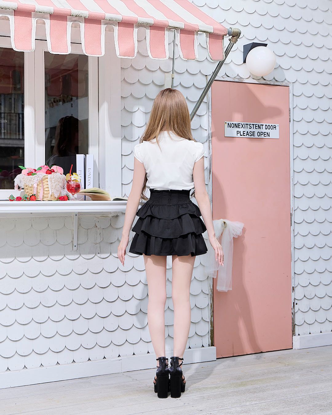 ミシェルマカロン　フリル美脚スカート　黒 フリル美脚スカート ブラック | ファッション通販＆メディアMyColor