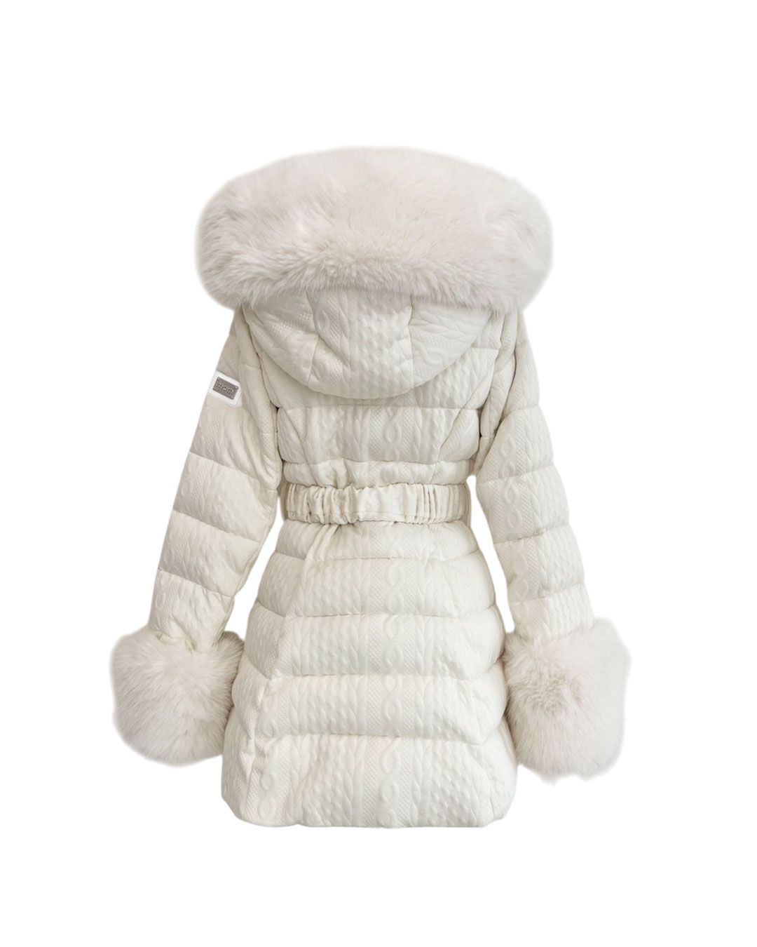 ケーブル柄ベルトダウンコート アイボリー | ファッション通販