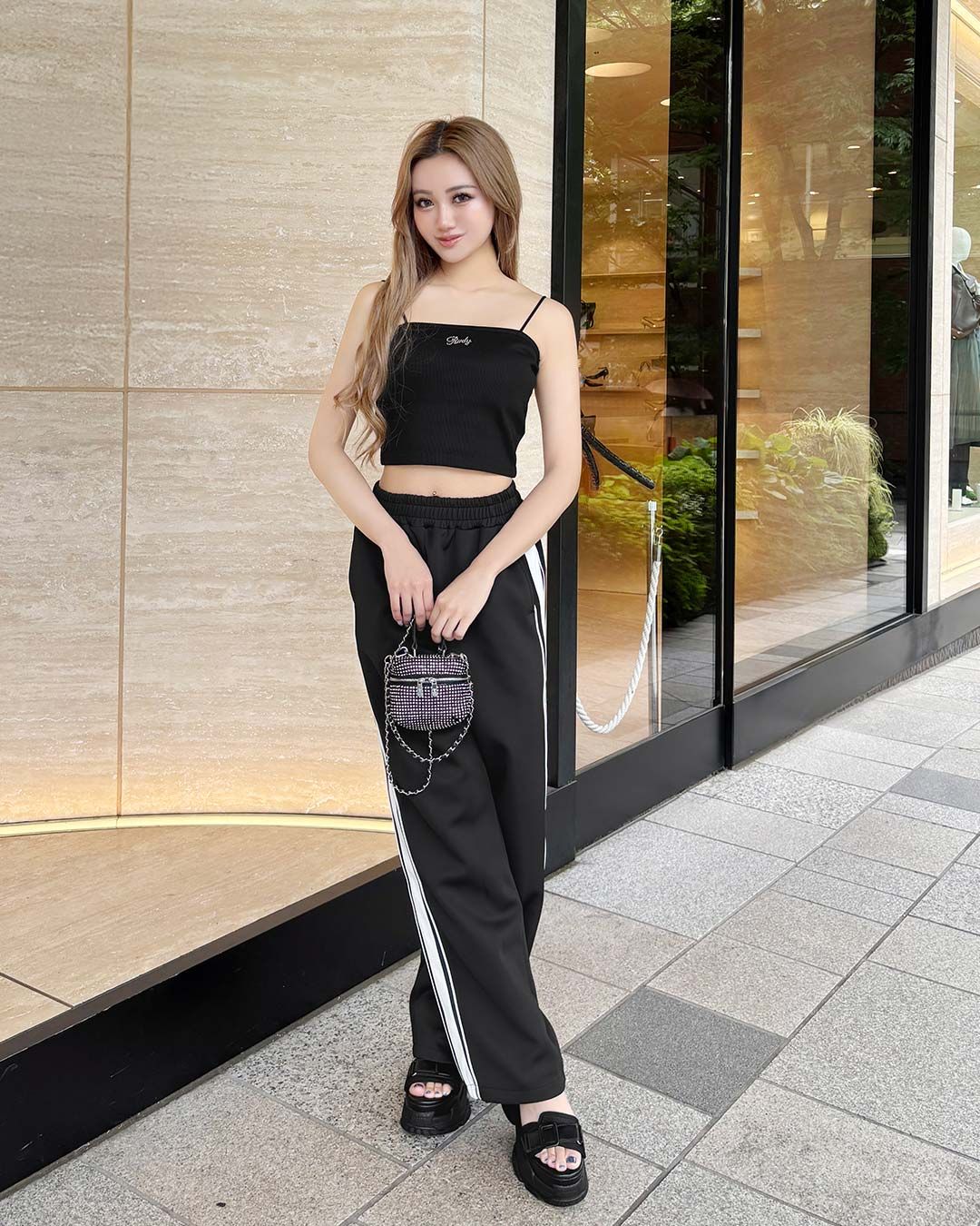 Rady サイドラインワイドパンツ サイドラインワイドパンツ ブラック | ファッション通販