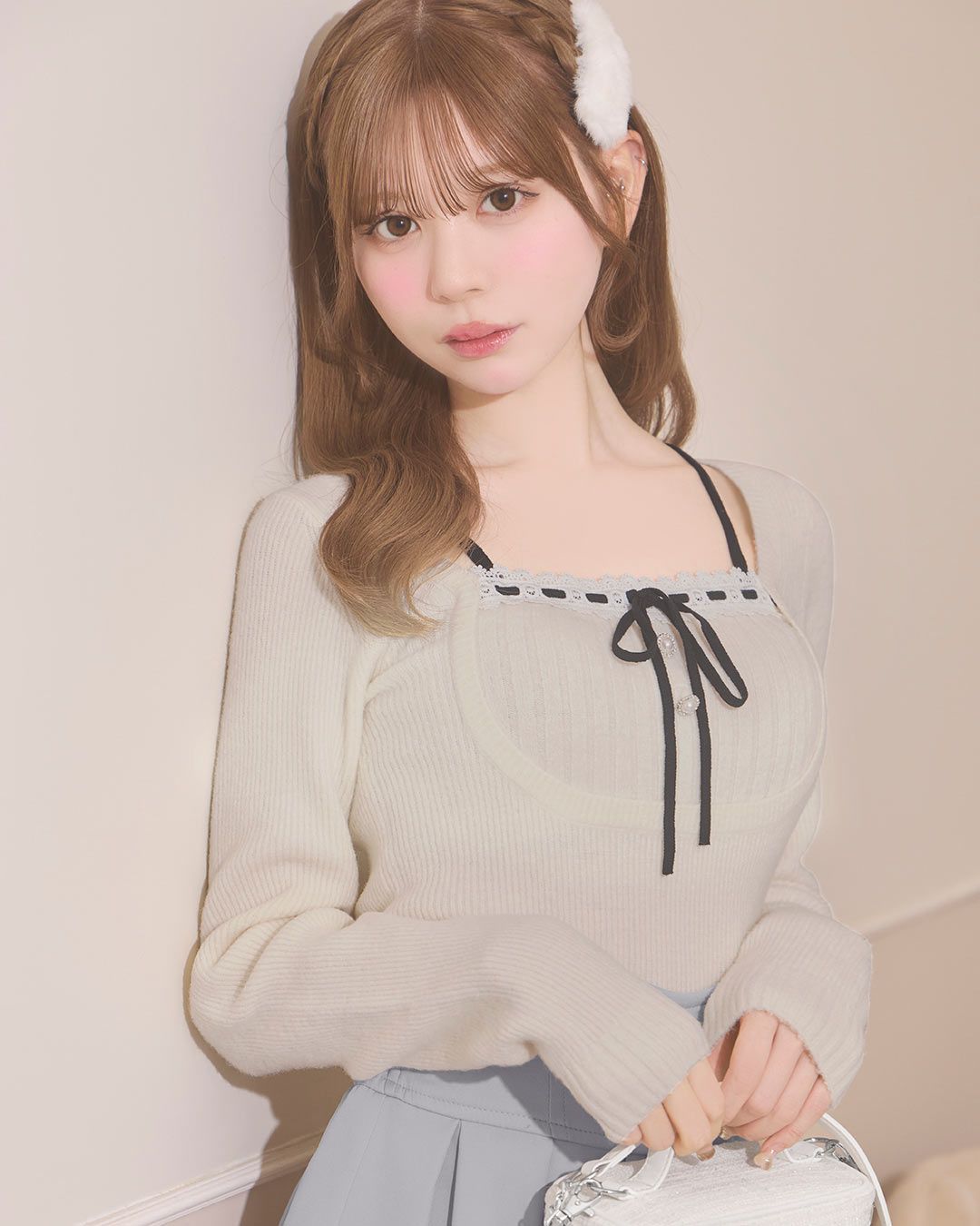 リボンリブニットトップス ホワイト | ファッション通販＆メディア