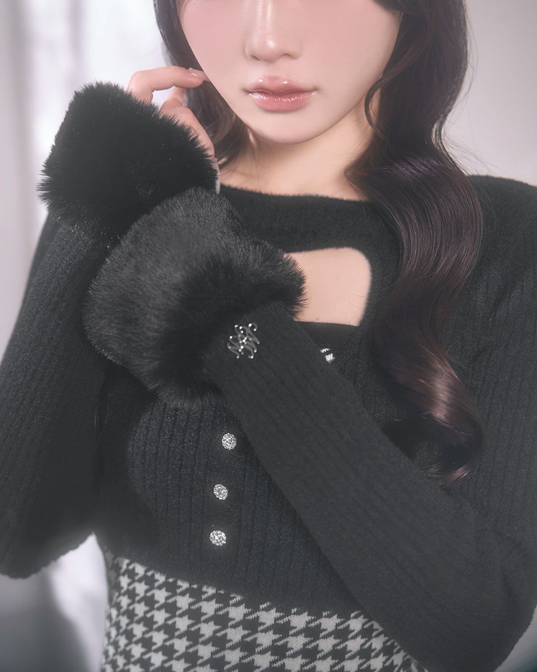 ハートカットニットワンピース ブラック | ファッション通販＆メディア