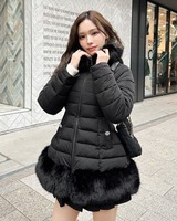 ファーフーディくびれファイバーダウン ブラック | ファッション通販 