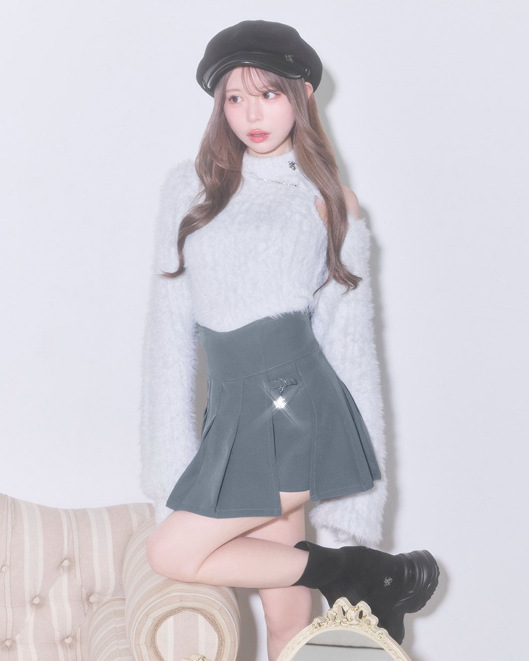 ミシェマカ 美脚デニムスカパン フリーサイズ ミシェルマカロン 美脚
