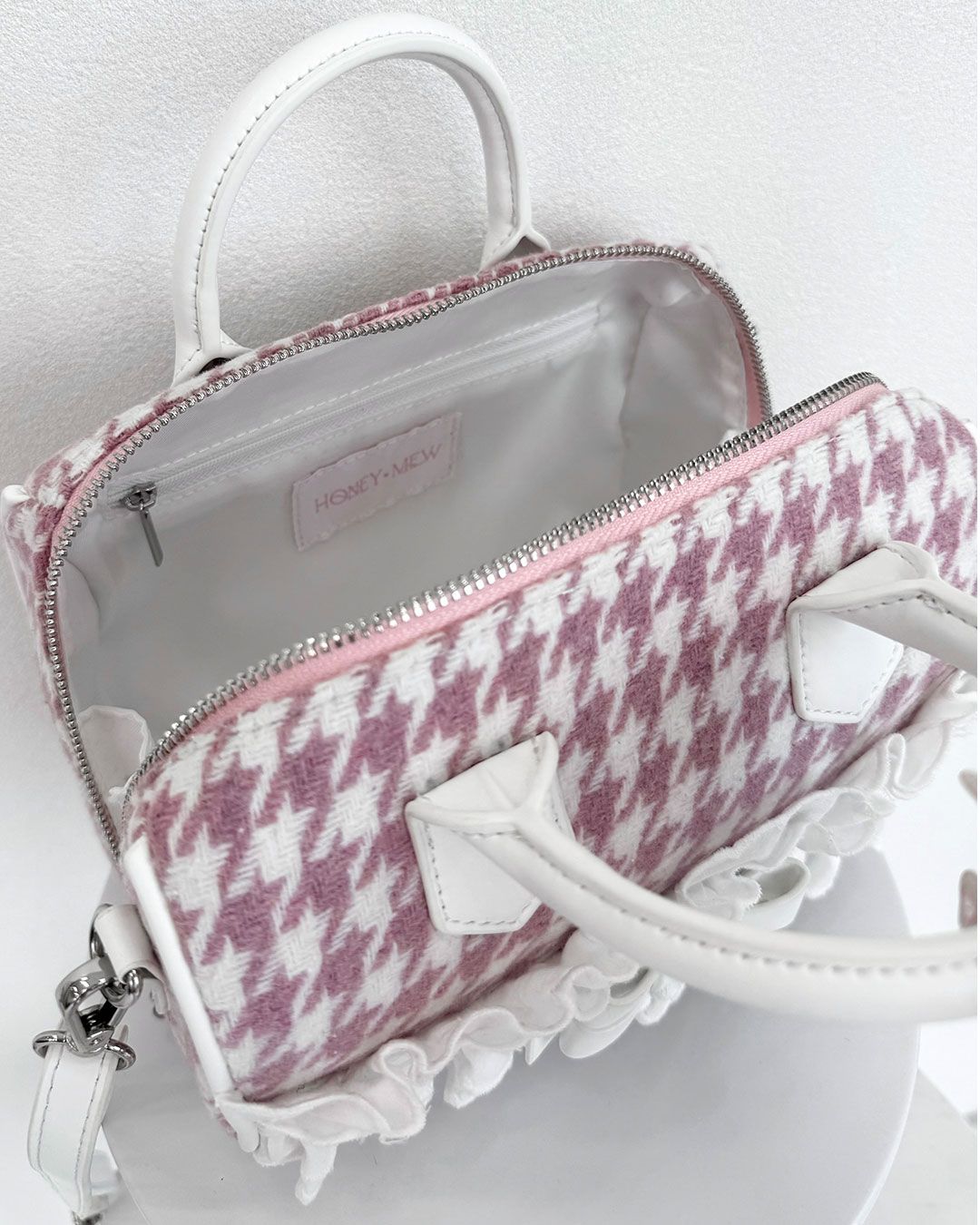 千鳥リボンボストンバッグ ブラック×ブラック | ファッション通販