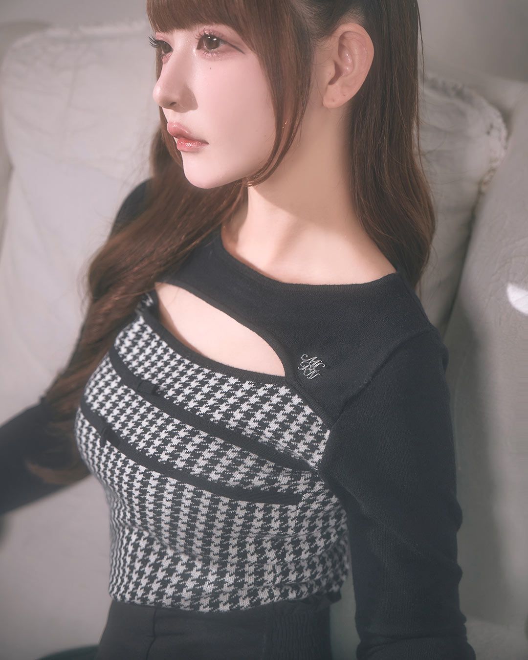 ミシェルマカロン　ちびリボン千鳥ニットトップス ちびリボン千鳥ニットトップス ブラック | ファッション通販＆メディア