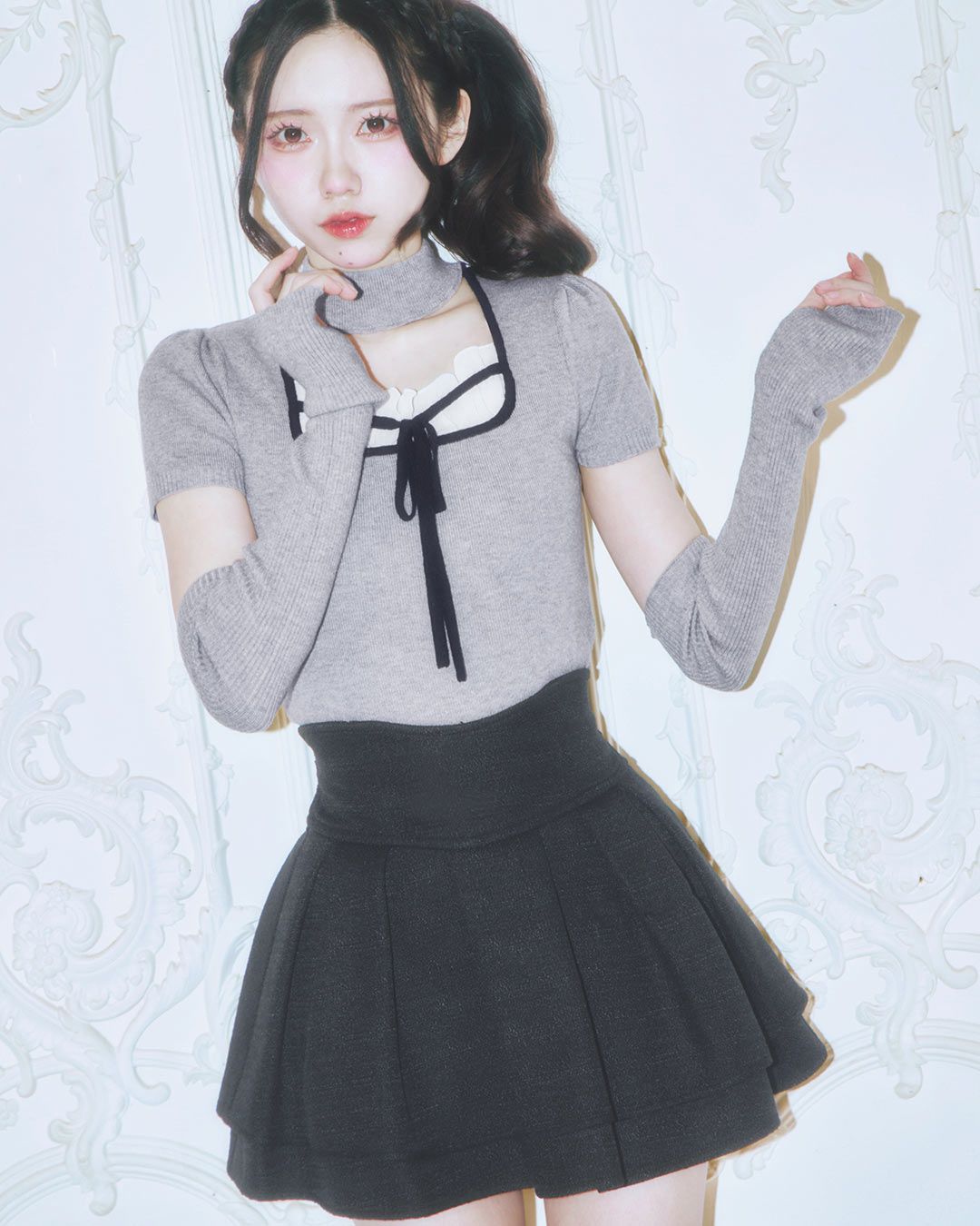 美脚エレガントツイードスカート ブラック | ファッション通販