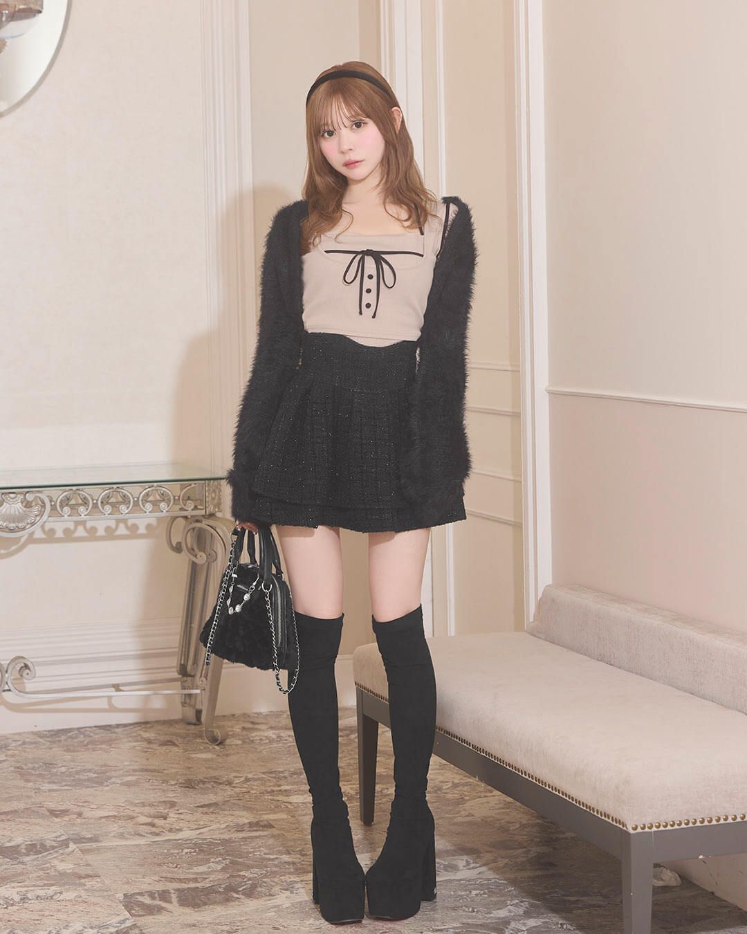 ミシェルマカロン ファンシーツイード美脚スカート ファンシーツイード美脚スカート ブラック | ファッション通販