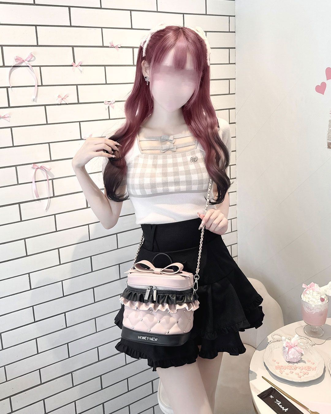 ビッグリボンバニティショルダー ピンク×ブラック | ファッション通販