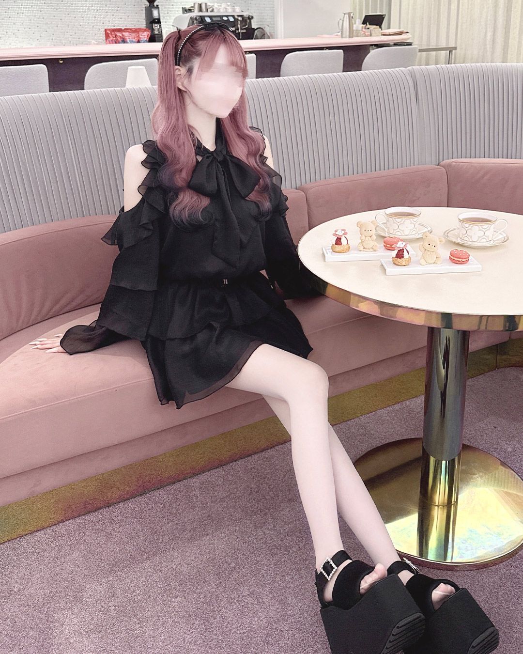 ビッグリボンフリルシフォンワンピース ピンク | ファッション通販