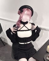HONEYMEW ハニミュ クロスチョーカー付きアンサンブルセットアップ クロスチョーカー付きアンサンブルセットアップ ブラック