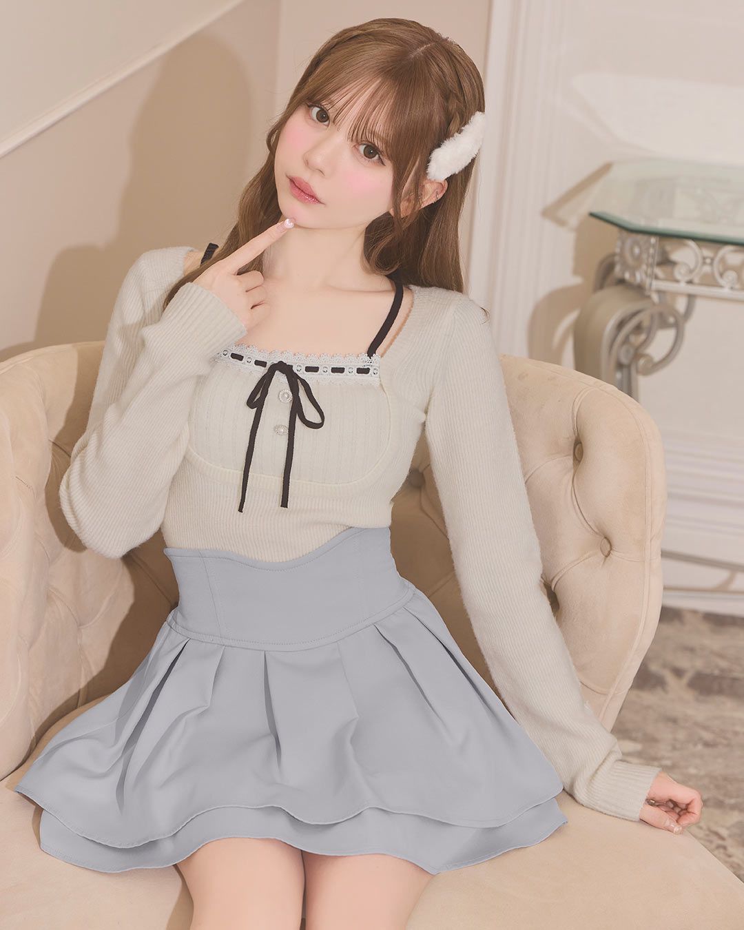 殿堂入り!!美脚になれるスカート♡（インナーパンツ付） ブルーグレー