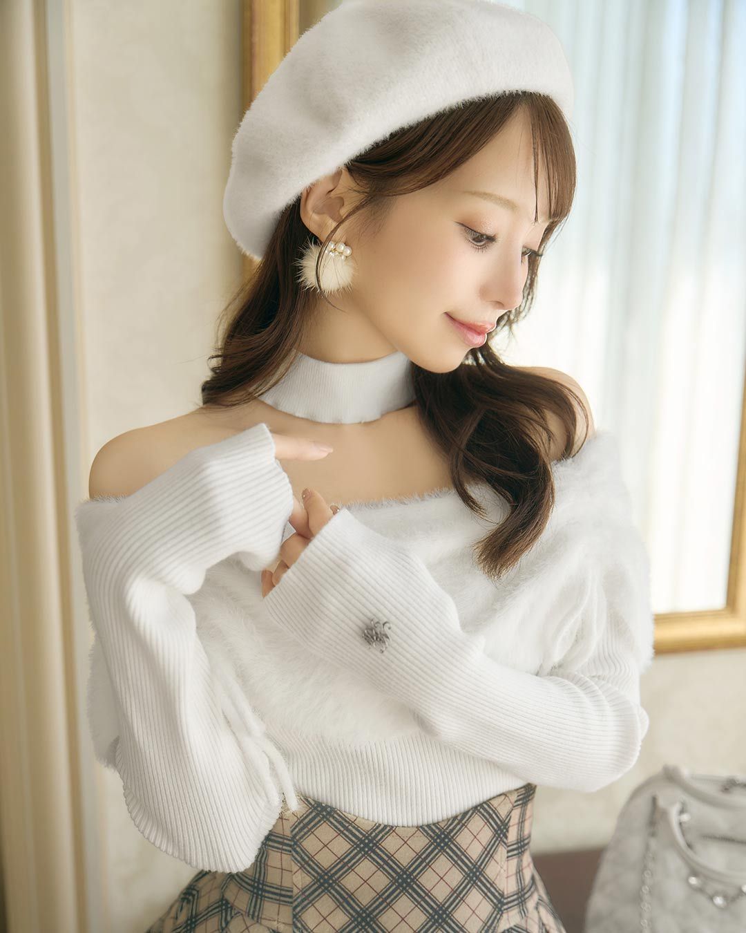 チョーカーシャギーオフショルトップス ホワイト | ファッション通販