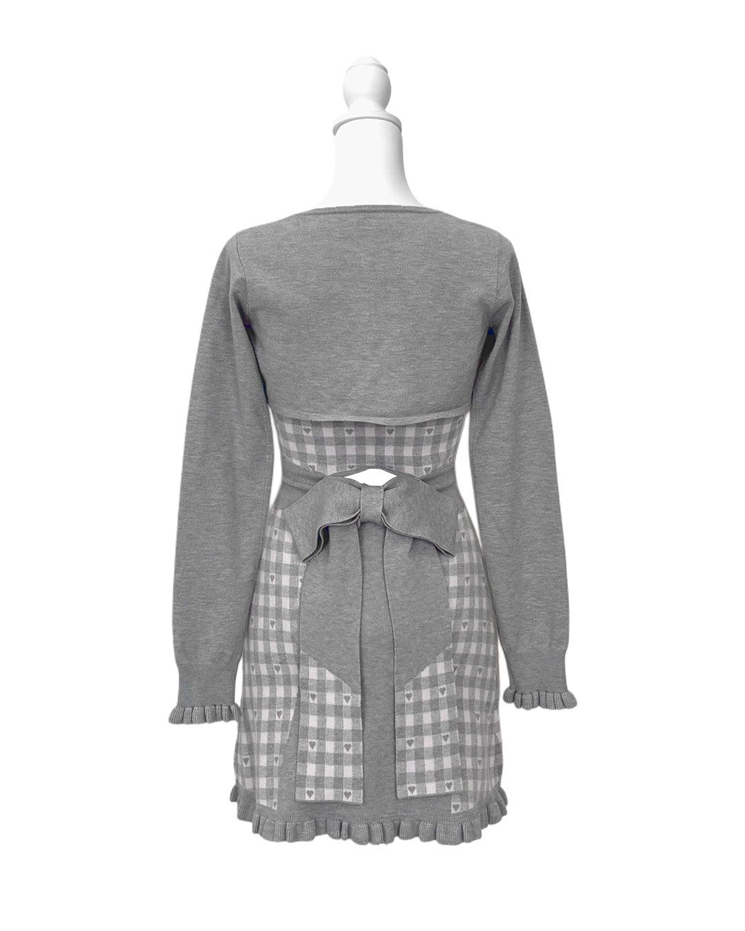 バックリボン×ギンガムハートアンサンブルワンピース ブラック