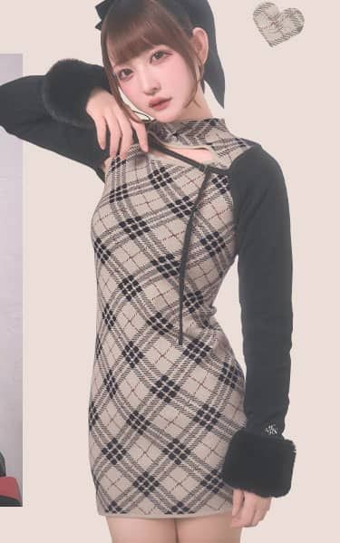 SJJ0355Cチェックアンサンブルワンピース