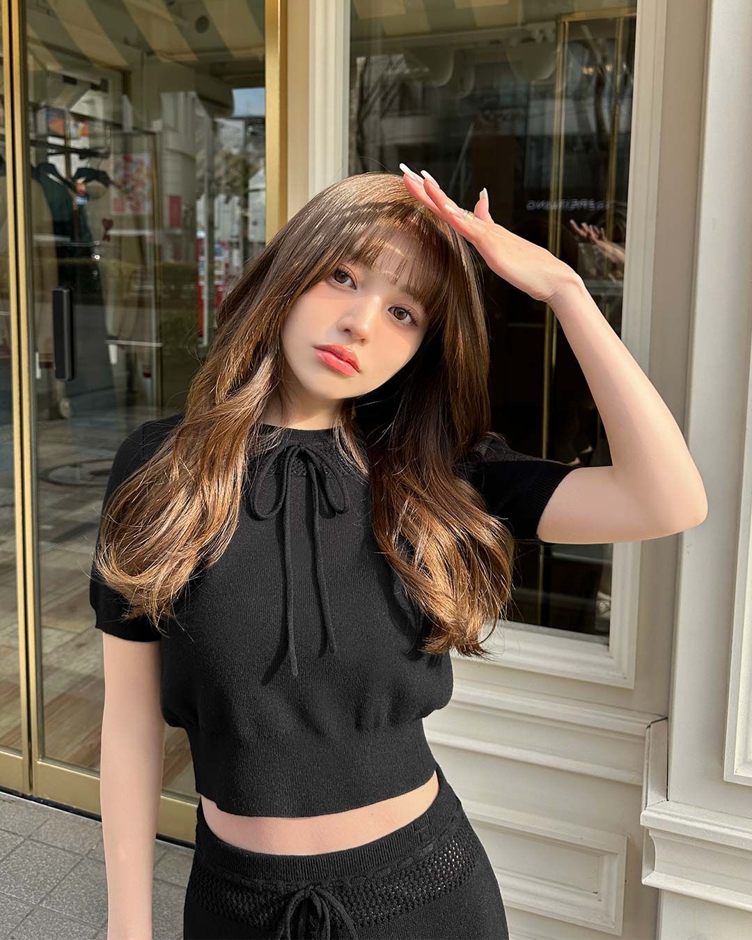 ポイントクロシェニットセットアップ ブラック | ファッション通販