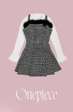 SJJ0362Cフェザーツイードニットセットワンピース