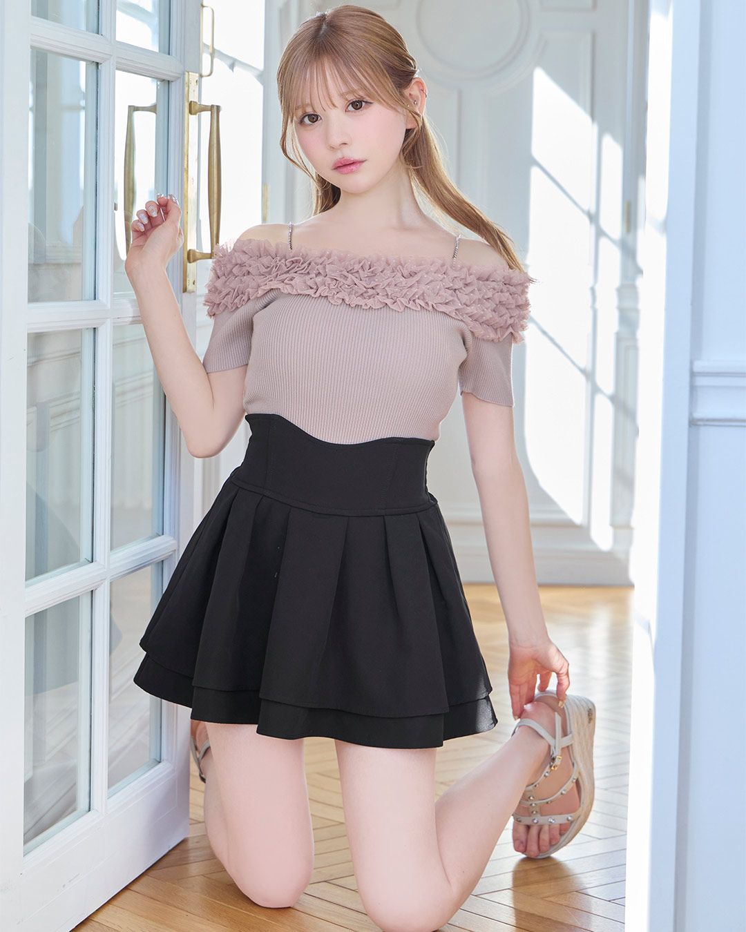 【国内即発】boohoo☆Blush Pink ドルマンリブトップ Blush Pink One-Shoulder Slit Dress - itscoozy