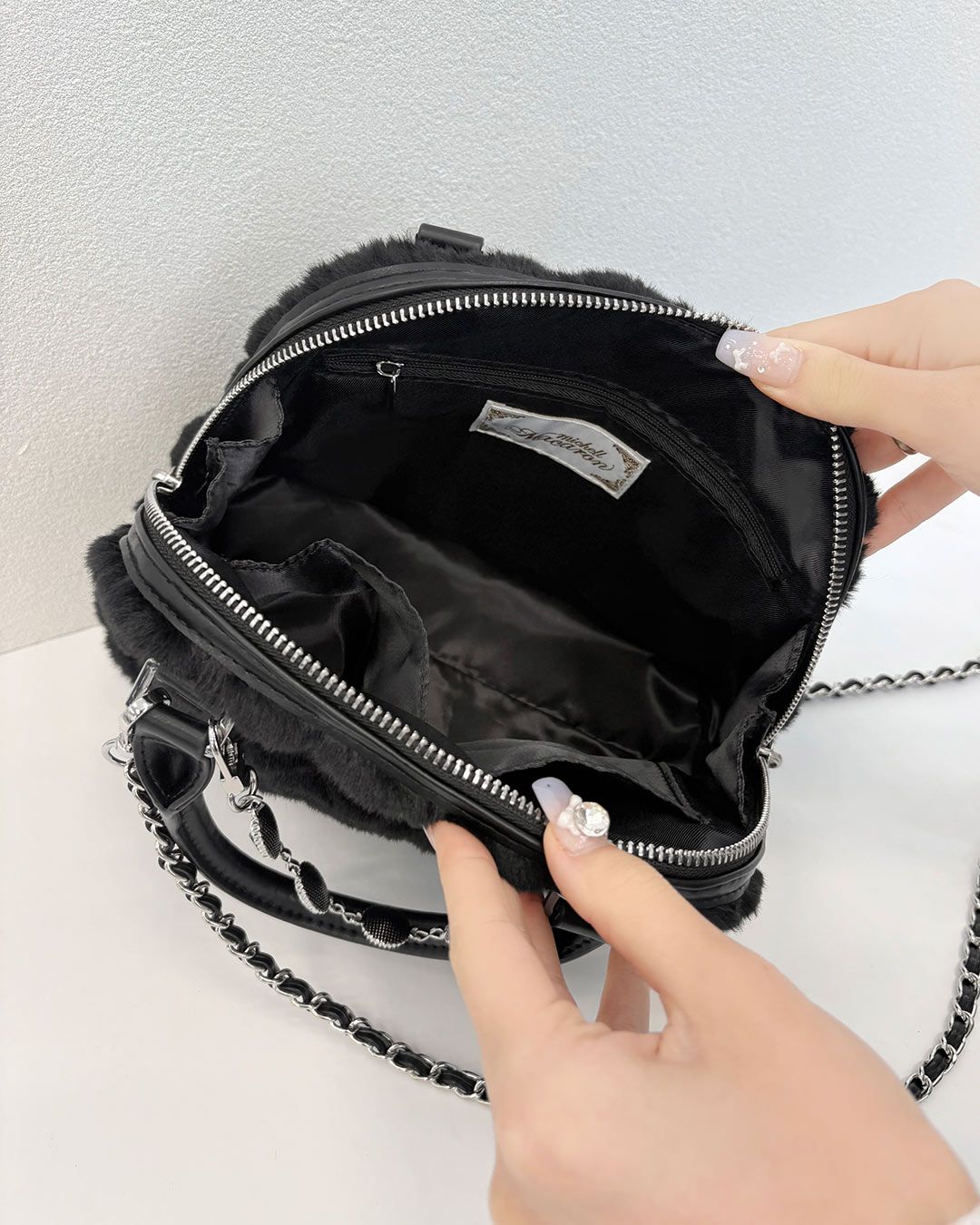 ファーキルティングバッグ ブラック | ファッション通販＆メディア