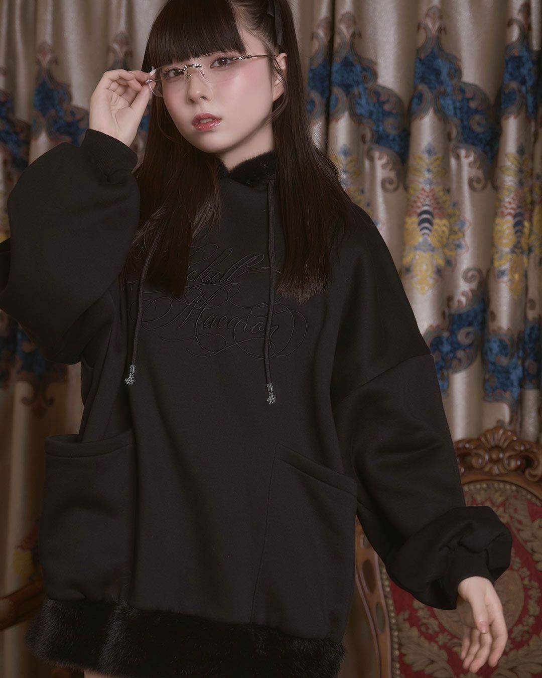 ファートリミングビックパーカー ブラック | ファッション通販