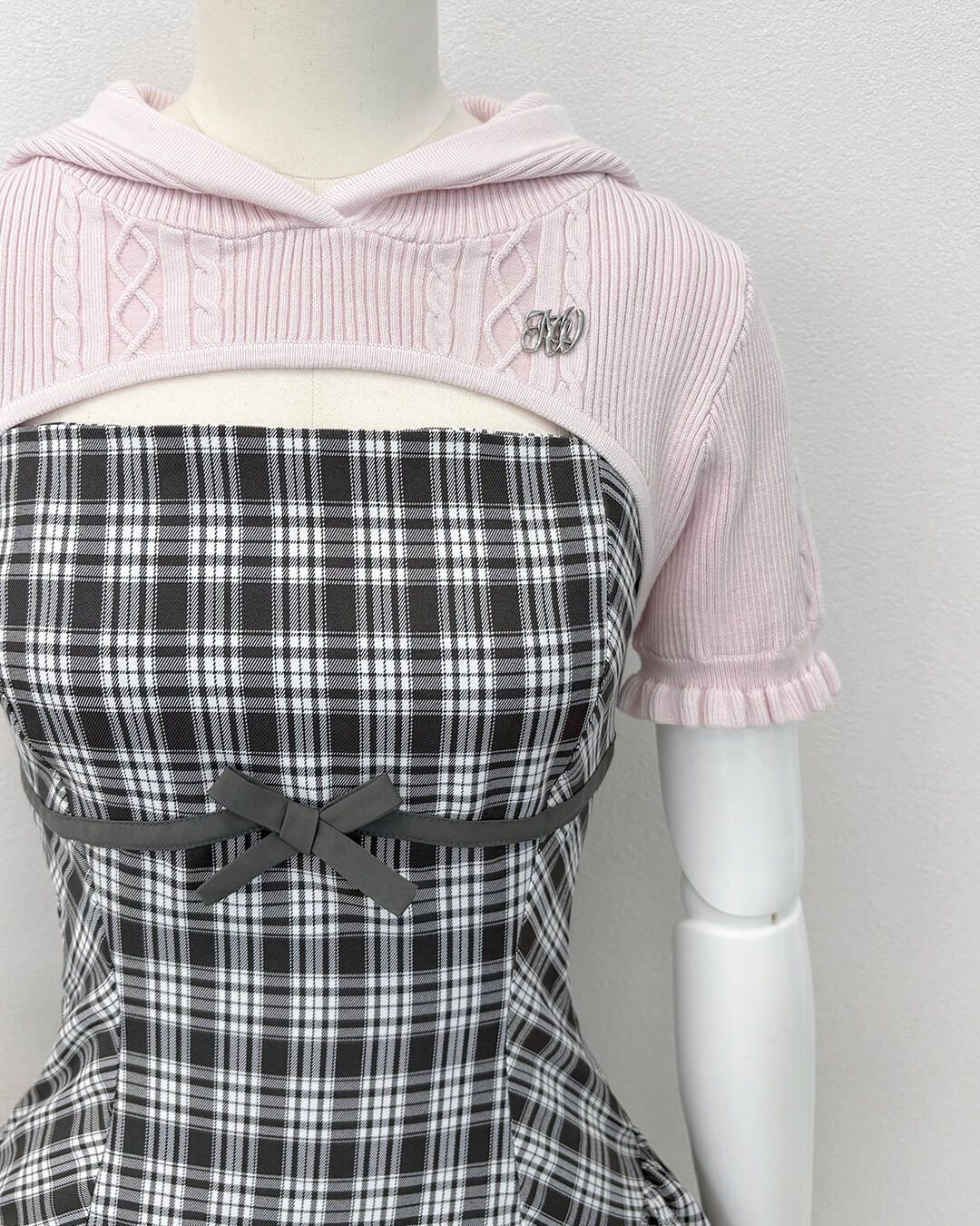 チェックアンサンブルフリルワンピース シェルピンク | ファッション