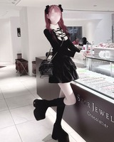 HONEY MEW レースアップブラウスドッキングニットワンピース ブラック レースアップドッキングトップス グレー | ファッション通販＆メディア